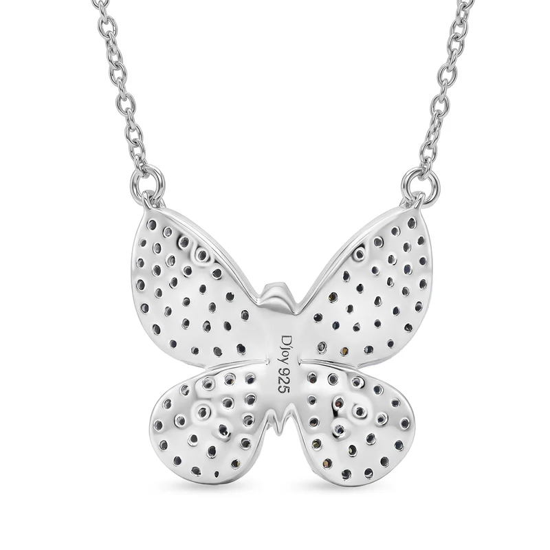 D'Joy Blauer Diamant, Grüner Diamant Anhänger mit Kette, ca. 45 cm 925 Silber Rhodiniert ca. 0.53 ct