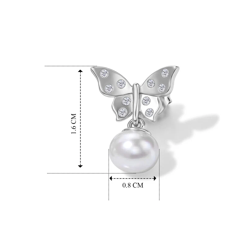 EVER TRUE Süßwasser Perle (7-7.5 mm), Weißer Zirkon Ohrringe 950 Kupfer 5.24 ct