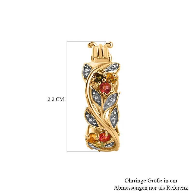 AA Mehrfarbig-Turmalin Ohrringe 925 Silber vergoldet ca. 0.43 ct