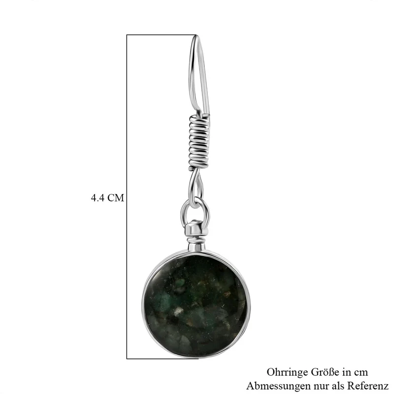 Smaragd Matrix Ohrringe, Messing ca. 6.00 ct