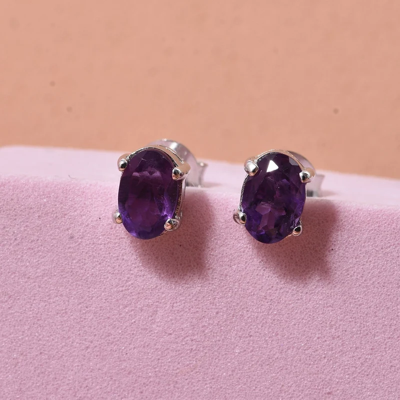D'Joy Afrikanischer Amethyst Ohrringe 925 Silber rhodiniert ca. 1.00 ct