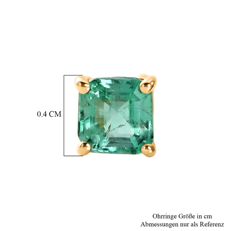 D'Joy AAA Kagem Sambischer Smaragd Ohrringe 925 Silber 750 Gelbgold vermeil ca. 0.64 ct