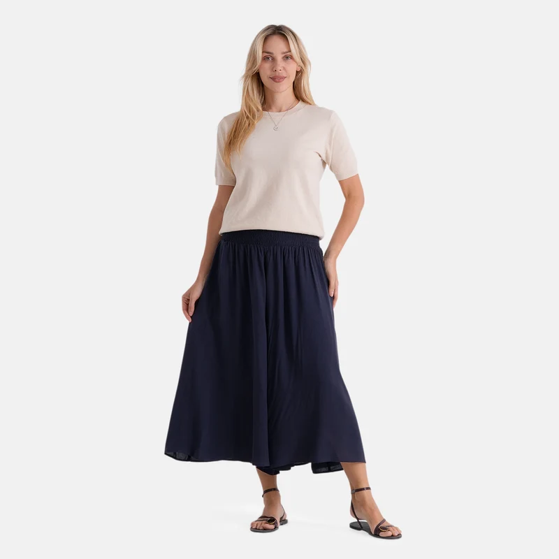 LA MAREY Palazzo Culotte aus Viskose, One Size EU 36-44, Schwarz