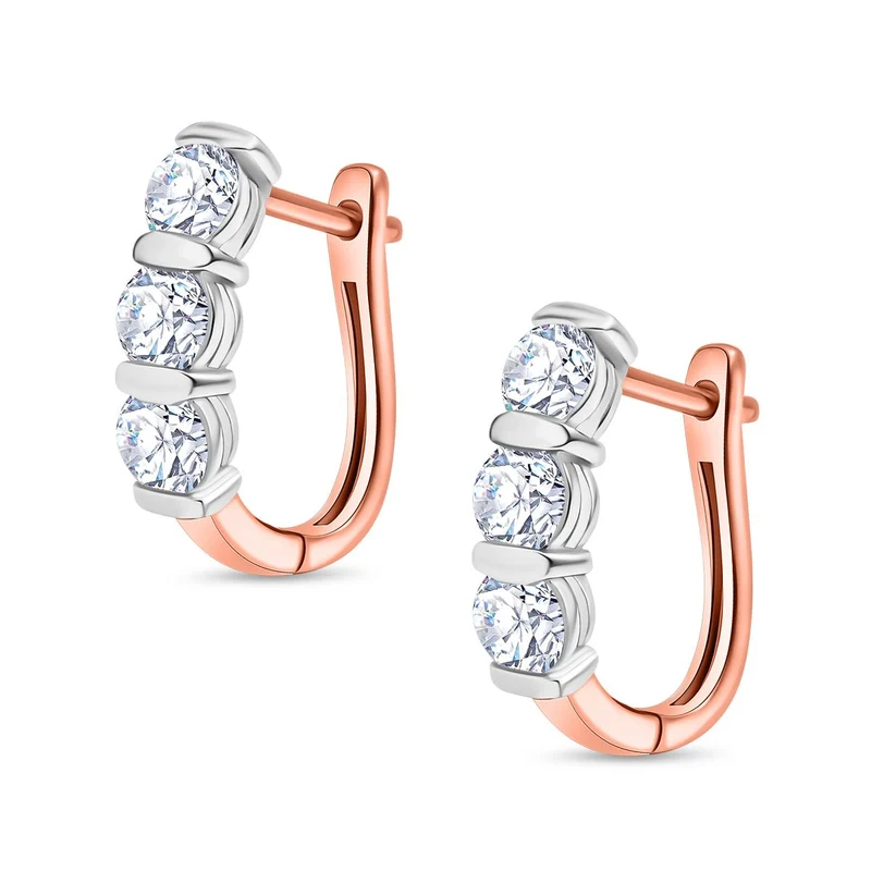 2er Set - Moissanit Ring und Ohrringe, 925 Silber, bicolor, (Größe 21.00) ca. 2,03 ct.