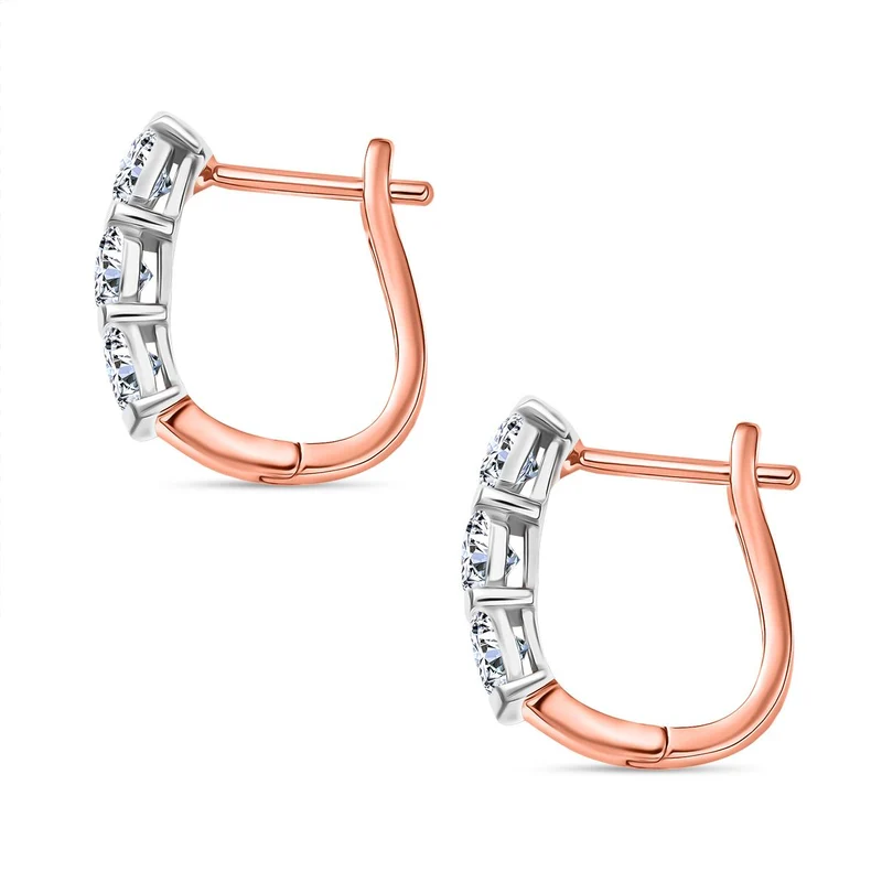 2er Set - Moissanit Ring und Ohrringe, 925 Silber, bicolor, (Größe 21.00) ca. 2,03 ct.