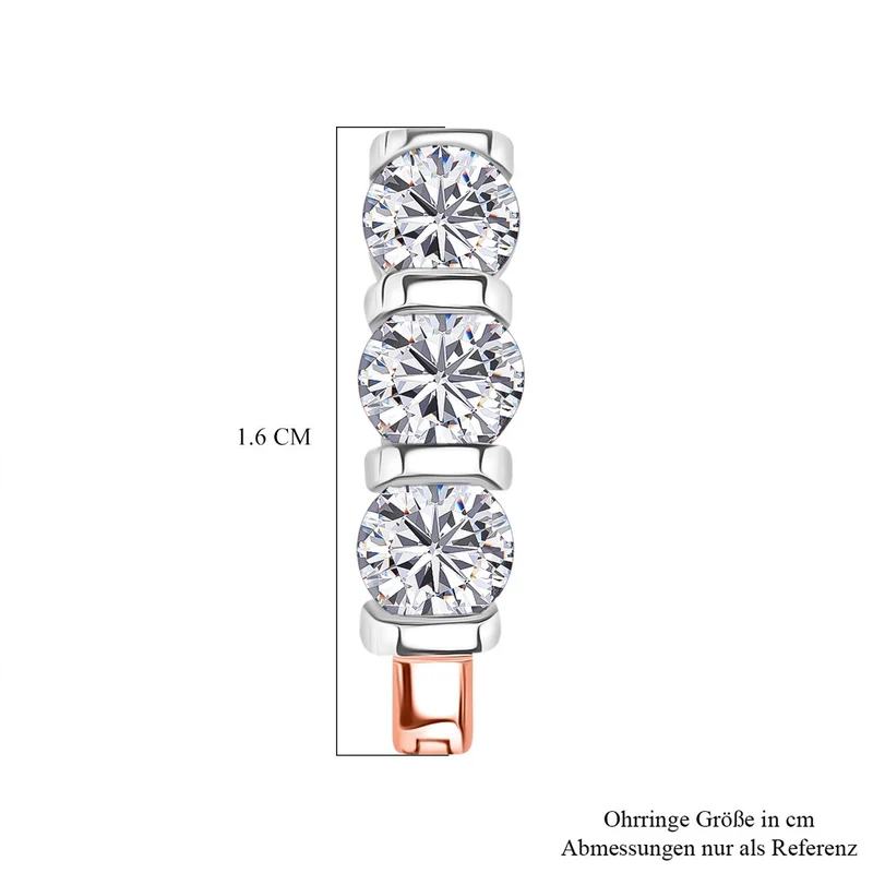 2er Set - Moissanit Ring und Ohrringe, 925 Silber, bicolor, (Größe 21.00) ca. 2,03 ct.
