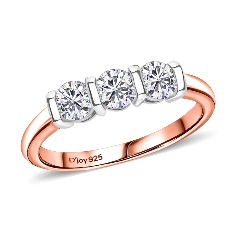 2er Set - Moissanit Ring und Ohrringe, 925 Silber, bicolor, (Größe 21.00) ca. 2,03 ct.