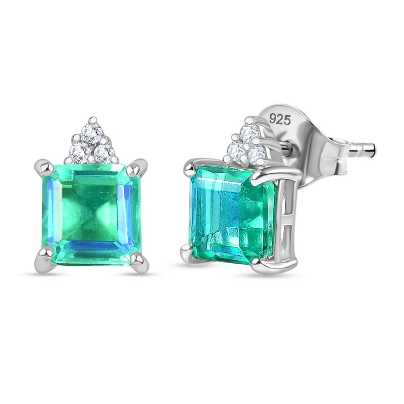 2er Set - D joy Pfau Quarz Triplette, Weißer Zirkon Ohrringe und Ring, Größe (21.00), 925 Silber platiniert, ca. 6.14 ct