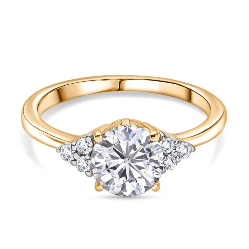 2er Set - D'Joy Moissanit Ring und Anhänger, 925 Silber 750 Gelb vergoldet (Größe 20.00), ca. 2.68 ct