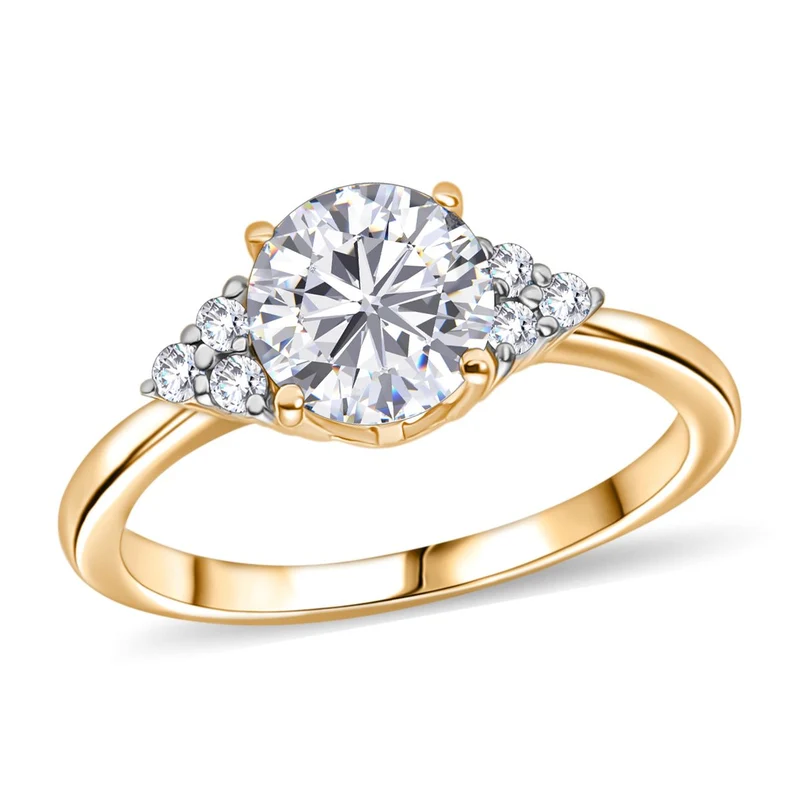 2er Set - D'Joy Moissanit Ring und Anhänger, 925 Silber 750 Gelb vergoldet (Größe 20.00), ca. 2.68 ct