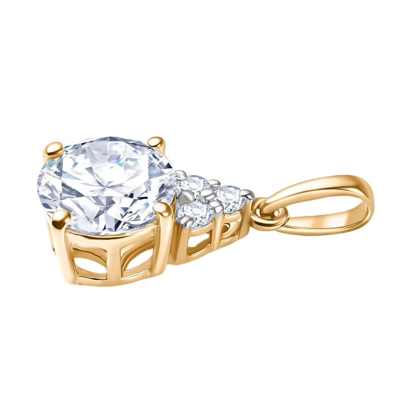 2er Set - D'Joy Moissanit Ring und Anhänger, 925 Silber 750 Gelb vergoldet (Größe 20.00), ca. 2.68 ct