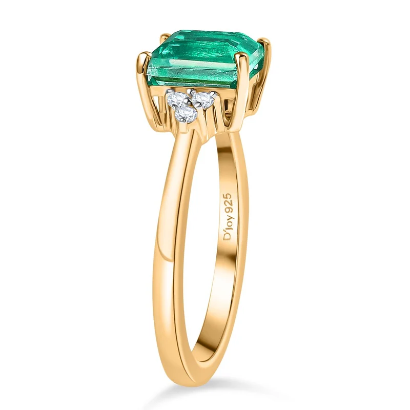 2er Set - D joy Pfau Quarz Triplette, Weißer Zirkon Ohrringe und Ring, Größe (20.00), 925 Silber Vergoldet, ca. 6.14 ct