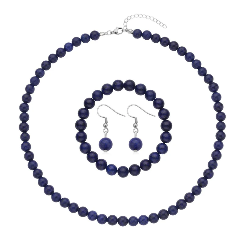 3er Set - Rosenquarz Halskette, Armband und Ohrringe, 316L Edelstahl ca. 323.50 ct