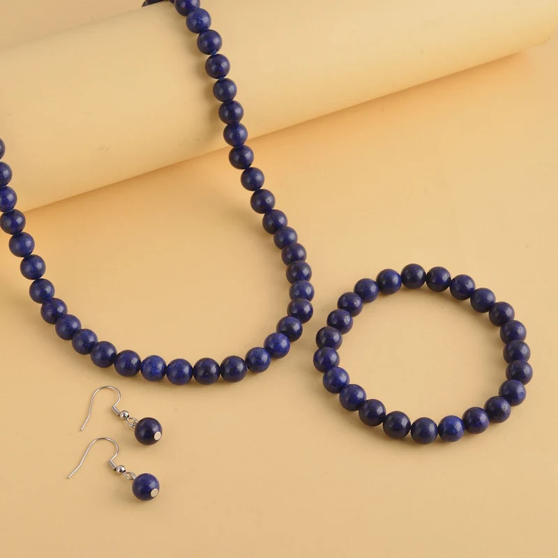3er Set - Rosenquarz Halskette, Armband und Ohrringe, 316L Edelstahl ca. 323.50 ct