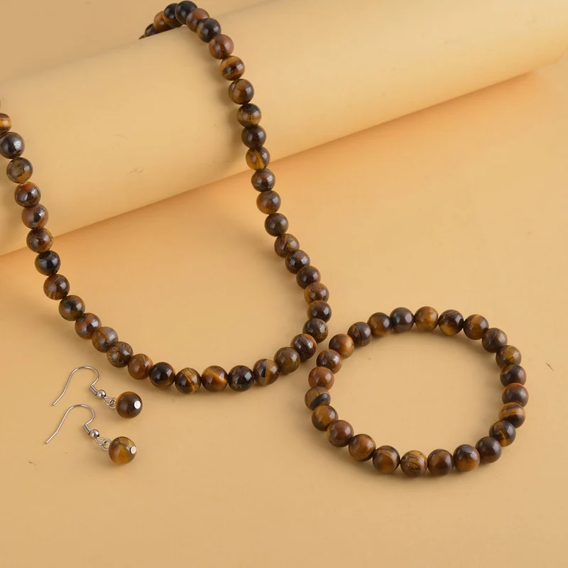 3er Set - Rosenquarz Halskette, Armband und Ohrringe, 316L Edelstahl ca. 323.50 ct
