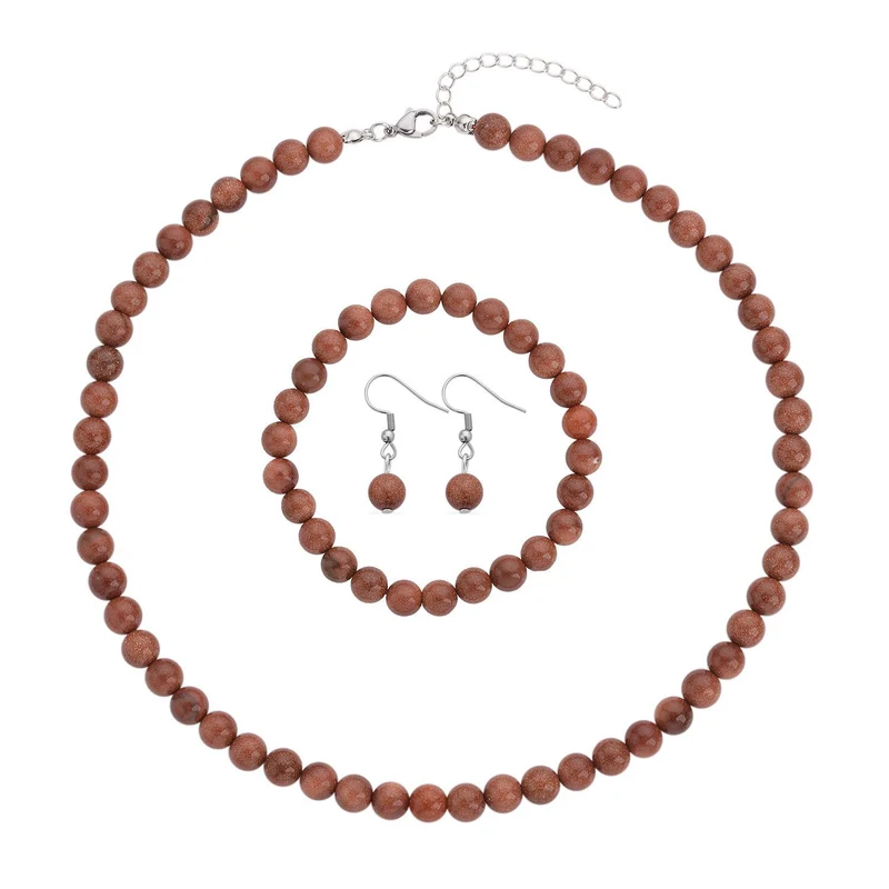 3er Set - Rosenquarz Halskette, Armband und Ohrringe, 316L Edelstahl ca. 323.50 ct
