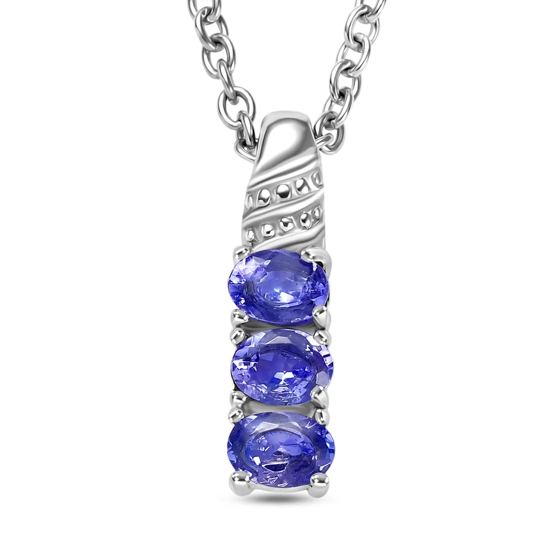 EVER TRUE - 2er Set Tansanit Anhänger mit Kette und Ring, ca. 50 cm (Größe 21.00) ca. 1.06 ct