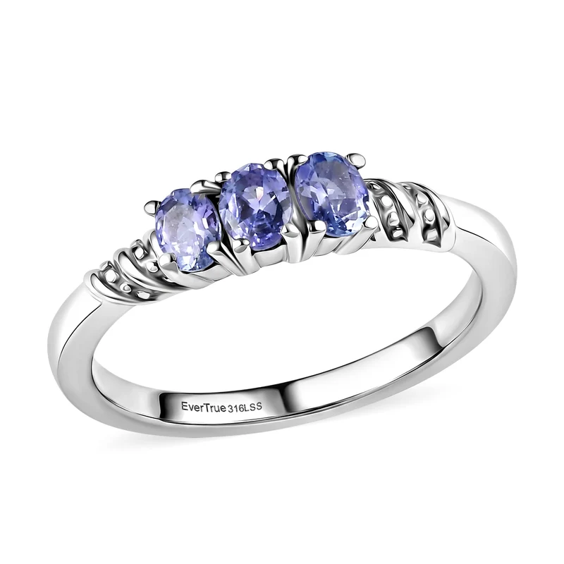 EVER TRUE - 2er Set Tansanit Anhänger mit Kette und Ring, ca. 50 cm (Größe 21.00) ca. 1.06 ct