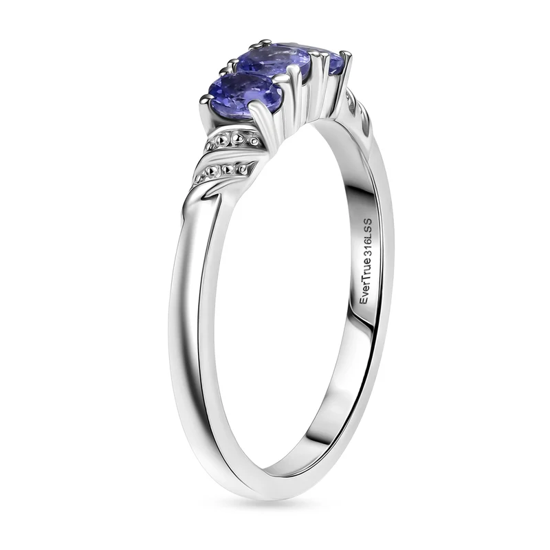 EVER TRUE - 2er Set Tansanit Anhänger mit Kette und Ring, ca. 50 cm (Größe 21.00) ca. 1.06 ct