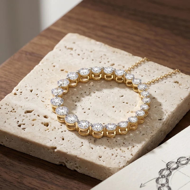 LUXURIANT DIAMOND - Lab Grown Diamant SI-GH SGL zertifiziert Schmuckset ca. 45 cm 925 Silber 750 Gelbgold vermeil ca. 1,00 ct.