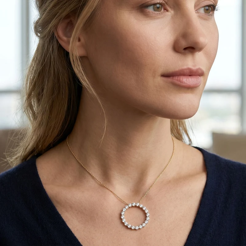 LUXURIANT DIAMOND - Lab Grown Diamant SI-GH SGL zertifiziert Schmuckset ca. 45 cm 925 Silber 750 Gelbgold vermeil ca. 1,00 ct.