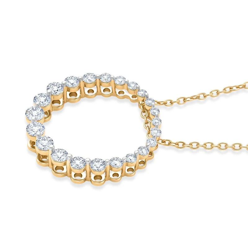 LUXURIANT DIAMOND - Lab Grown Diamant SI-GH SGL zertifiziert Schmuckset ca. 45 cm 925 Silber 750 Gelbgold vermeil ca. 1,00 ct.