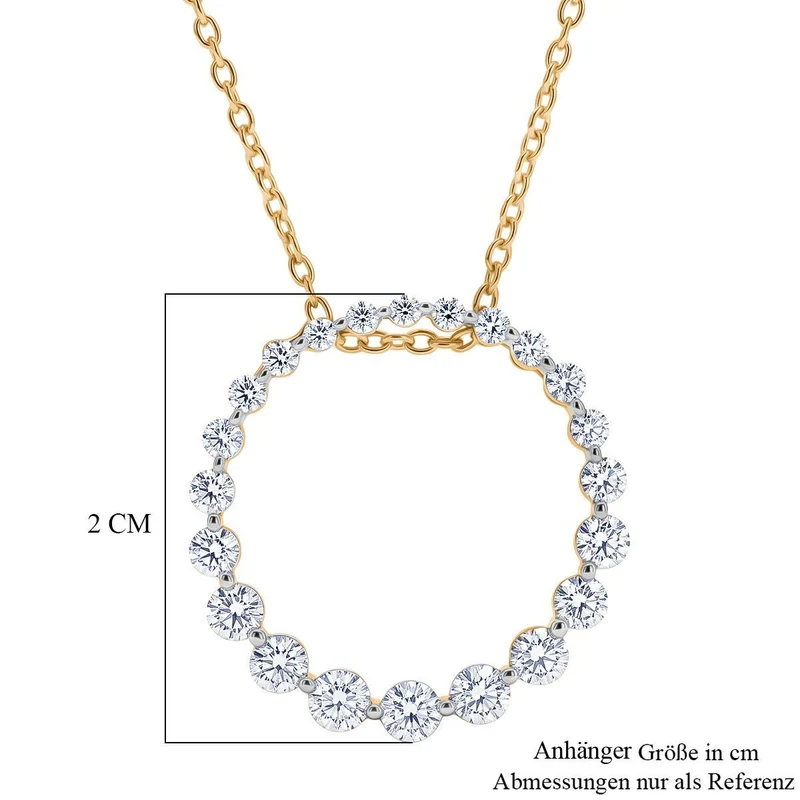 LUXURIANT DIAMOND - Lab Grown Diamant SI-GH SGL zertifiziert Schmuckset ca. 45 cm 925 Silber 750 Gelbgold vermeil ca. 1,00 ct.