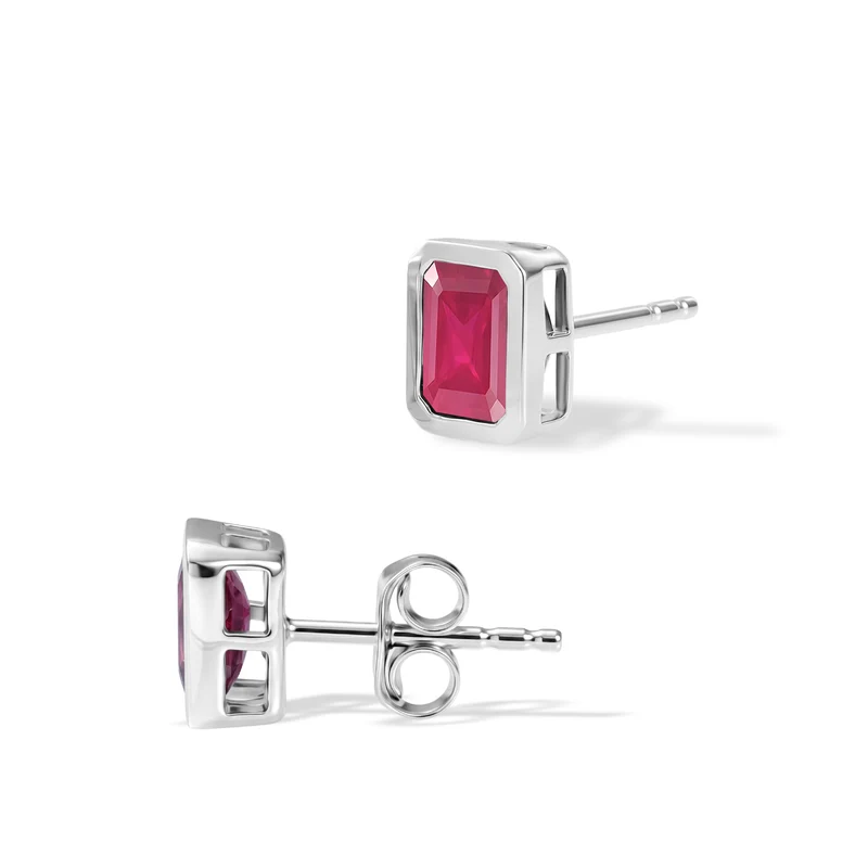 D'Joy Afrikanischer Rubin (Fissure gefüllt) Ohrringe 925 Silber Platiniert ca. 1.72 ct