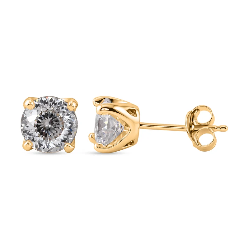 D'Joy Moissanit Ohrringe 925 Silber Vergoldet ca. 2.02 ct