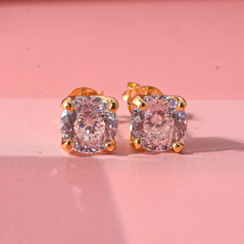 D'Joy Moissanit Ohrringe 925 Silber Vergoldet ca. 2.02 ct