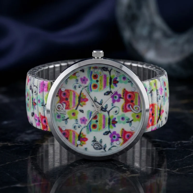 STRADA Armbanduhr - Flamingo-Zifferblatt, Japanisches Uhrwerk, Stahlgehäuse, elastisches Edelstahlarmband, wasserresistent