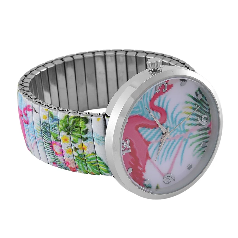 STRADA Armbanduhr - Flamingo-Zifferblatt, Japanisches Uhrwerk, Stahlgehäuse, elastisches Edelstahlarmband, wasserresistent