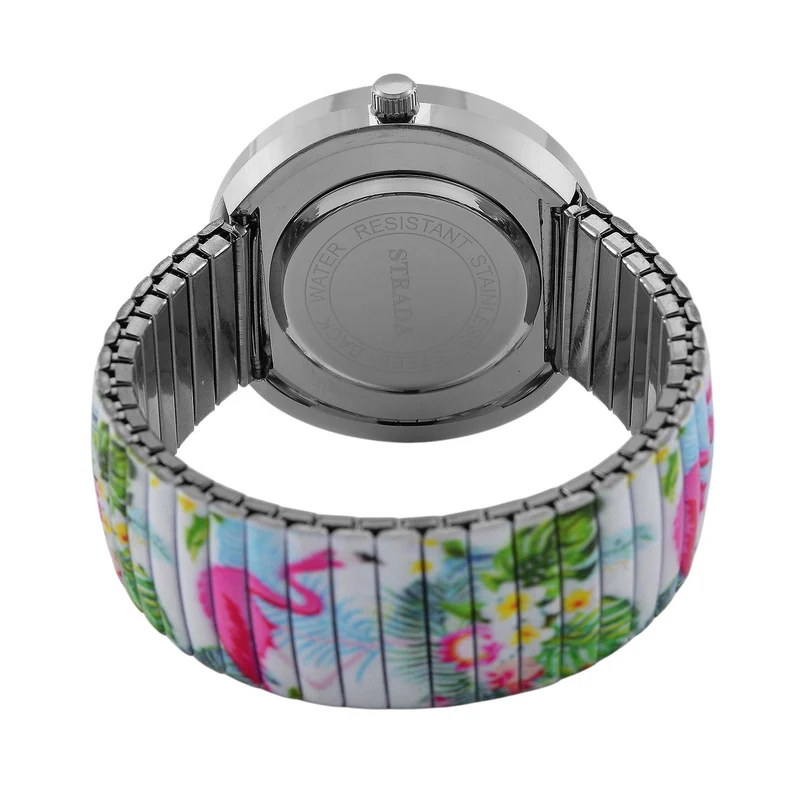 STRADA Armbanduhr - Flamingo-Zifferblatt, Japanisches Uhrwerk, Stahlgehäuse, elastisches Edelstahlarmband, wasserresistent