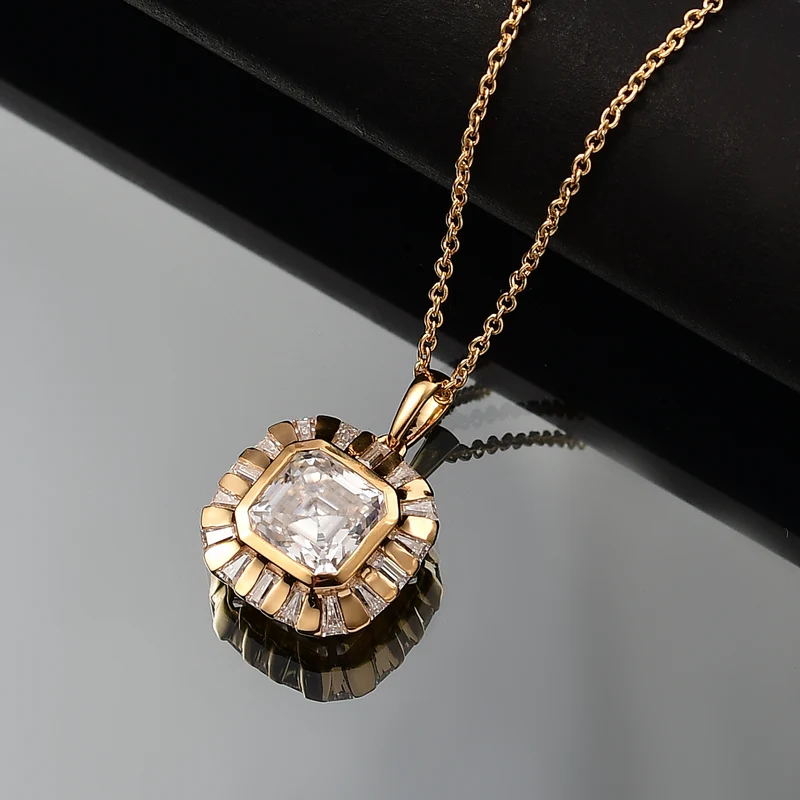 Djoy Moissanit Anhänger mit Kette ca. 45 cm, 925 Silber 750 Gelbgold Vermeil ca. 6.47 ct