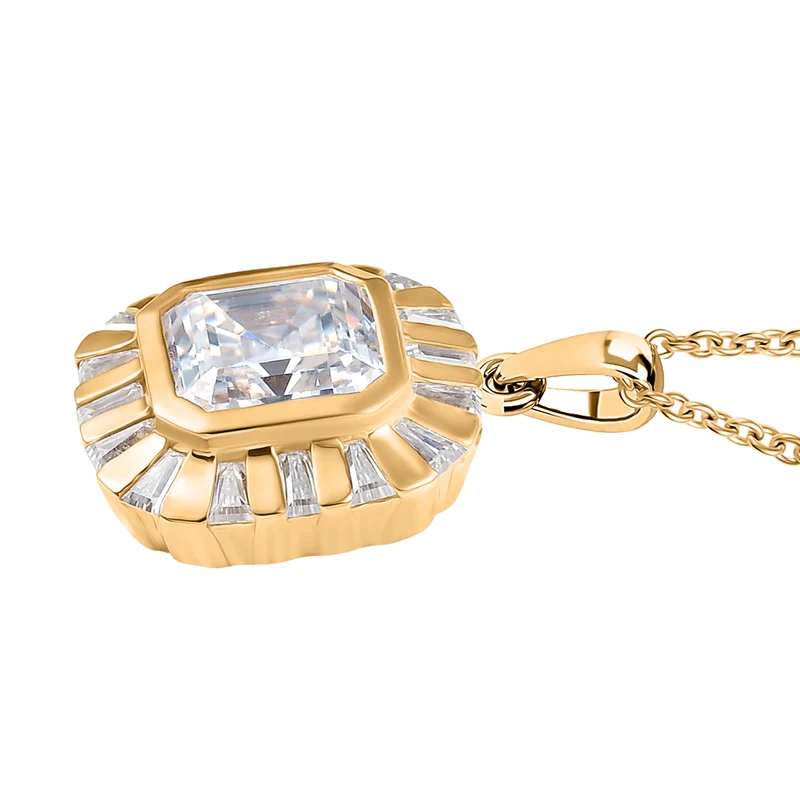 Djoy Moissanit Anhänger mit Kette ca. 45 cm, 925 Silber 750 Gelbgold Vermeil ca. 6.47 ct