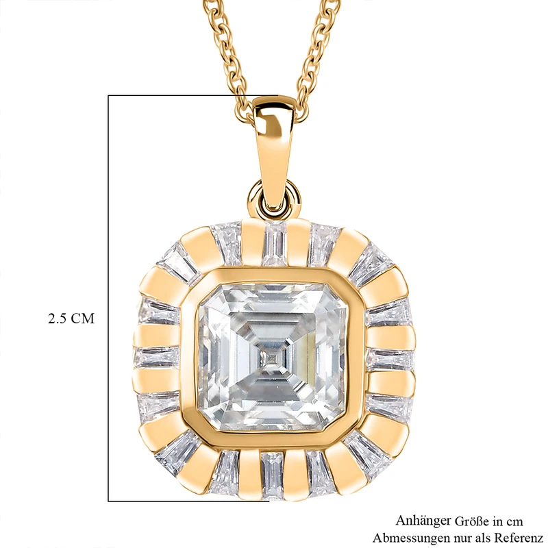Djoy Moissanit Anhänger mit Kette ca. 45 cm, 925 Silber 750 Gelbgold Vermeil ca. 6.47 ct