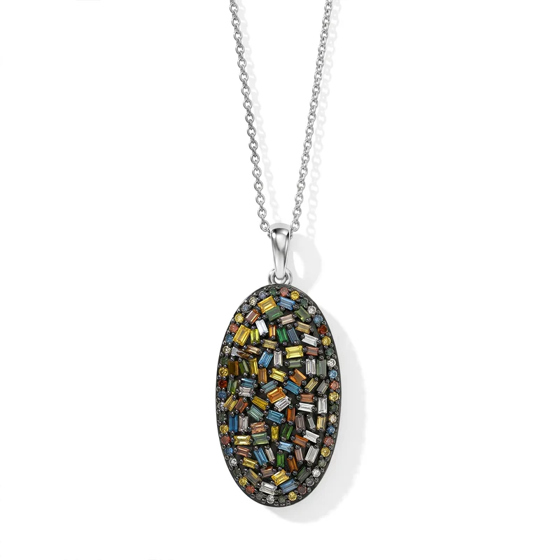 ARGYLE MINE - Blauer Diamant, Natürlicher Champagner Diamant Anhänger mit Kette, ca. 50 cm 925 Silber Rhodiniert ca. 1.02 ct