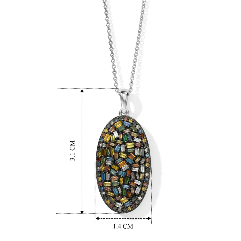 ARGYLE MINE - Blauer Diamant, Natürlicher Champagner Diamant Anhänger mit Kette, ca. 50 cm 925 Silber Rhodiniert ca. 1.02 ct