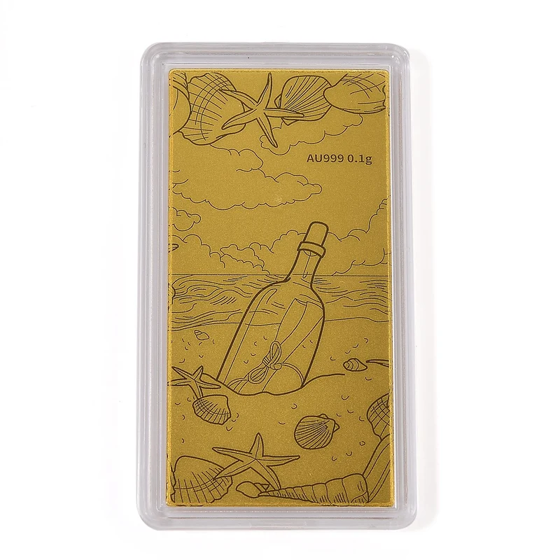 999er Goldfolie mit Flasche-Motiv, 100mg, 5,5x3cm