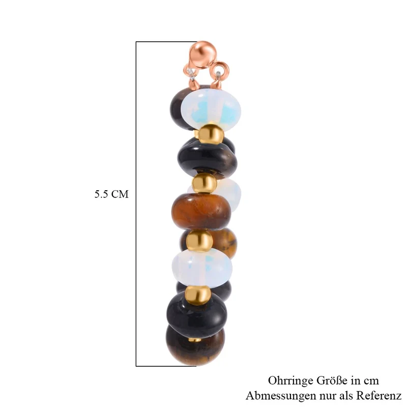 Mehrfarbige Edelsteine Ohrringe, Messing, ca. 59.90 ct