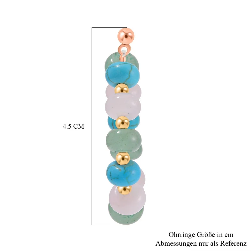 Mehrfarbige Edelsteine Ohrringe, Messing, ca. 59.90 ct
