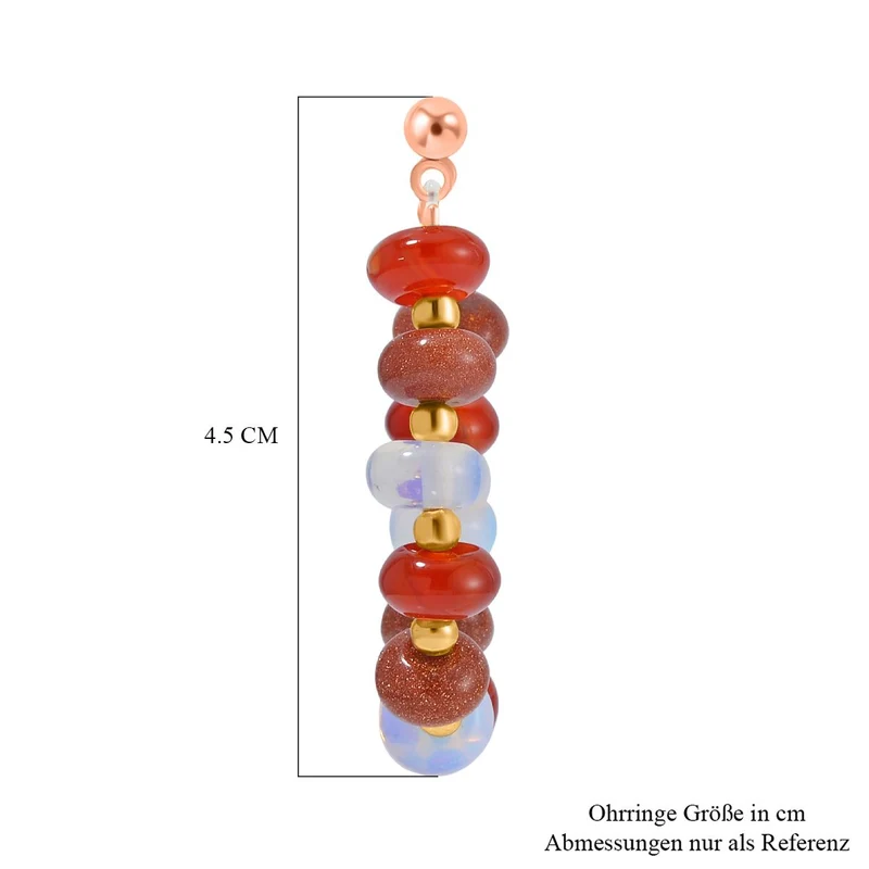 Mehrfarbige Edelsteine Ohrringe, Messing, ca. 59.90 ct