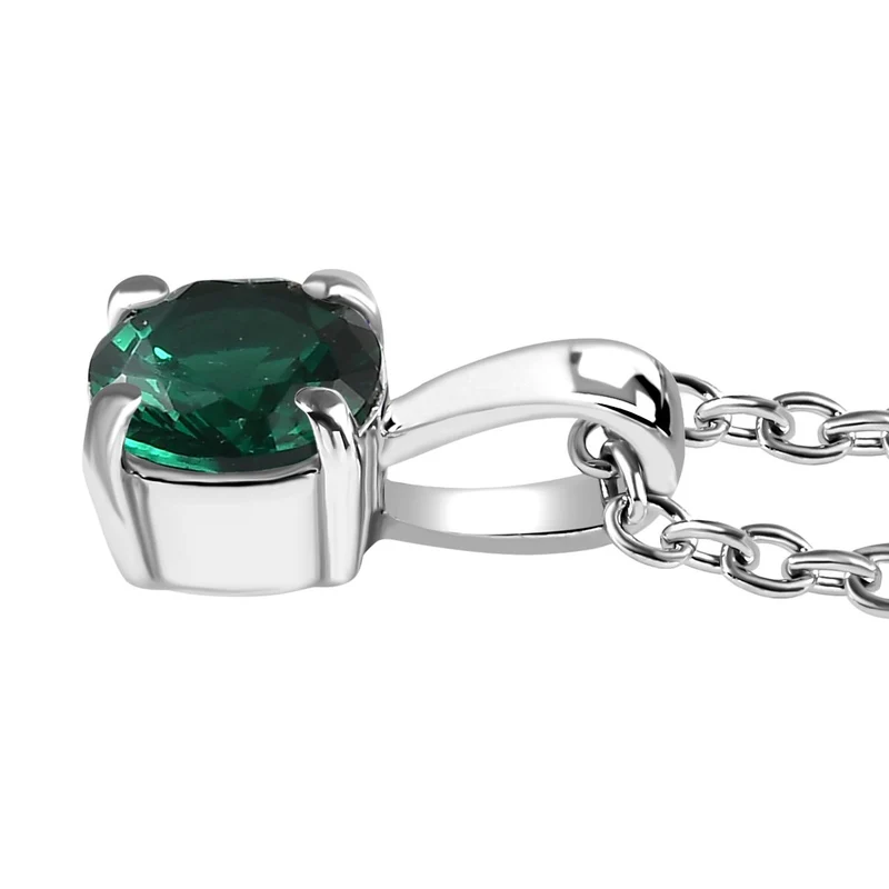 2er Set - Chromdiopsid Zirkonia Anhänger mit Kette und Ring, Größe (20.00), Edelstahl