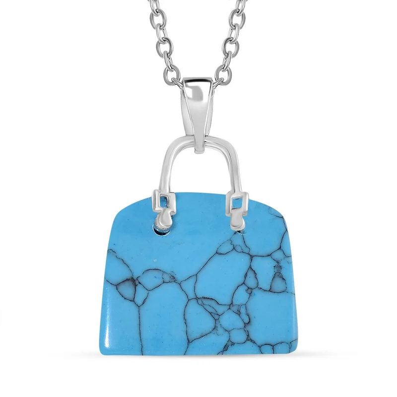 Blauer Howlit Anhänger mit Kette, Reiner Edelstahl ca. 50.00 ct