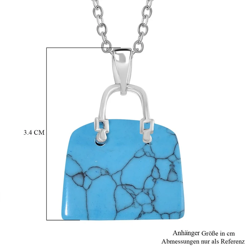 Blauer Howlit Anhänger mit Kette, Reiner Edelstahl ca. 50.00 ct