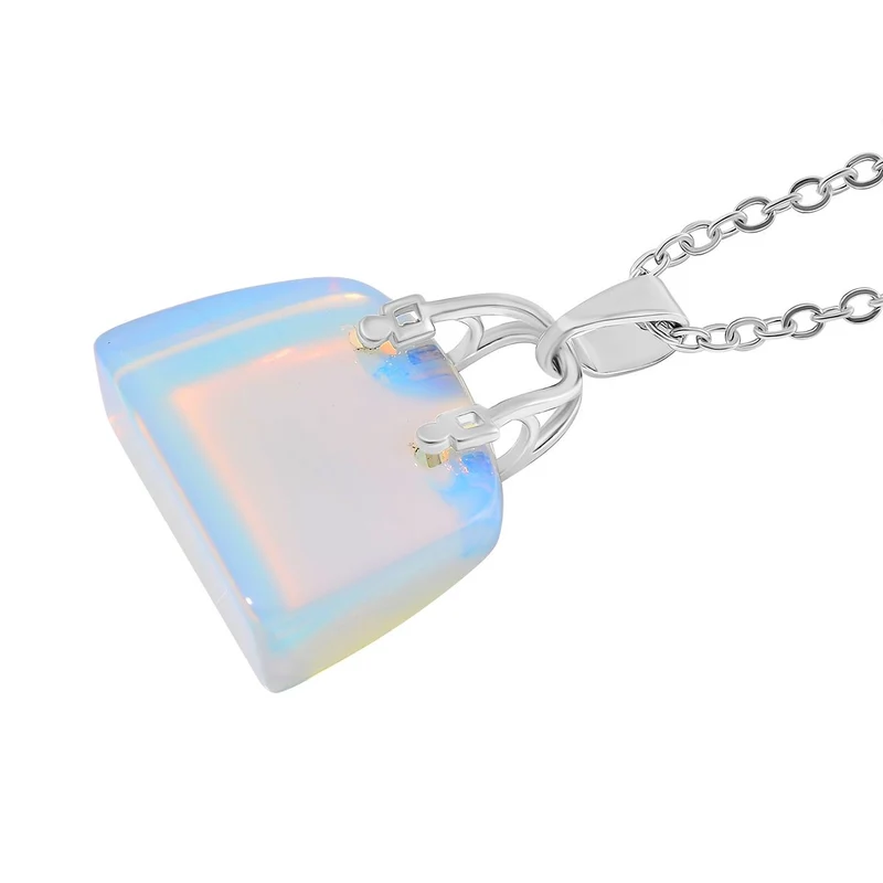 Blauer Howlit Anhänger mit Kette, Reiner Edelstahl ca. 50.00 ct