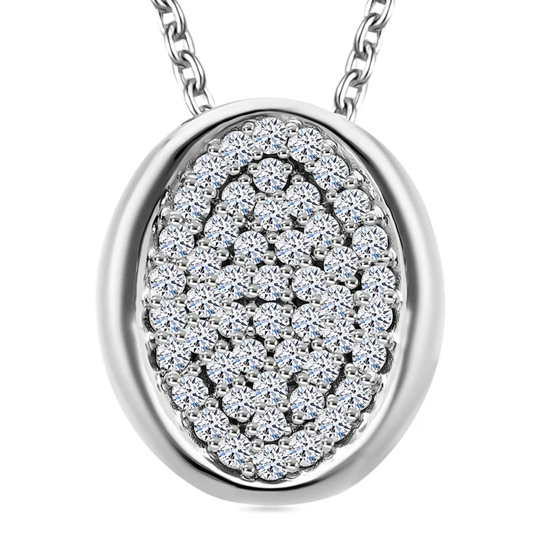 LUXURIANT DIAMOND - Lab Grown Diamant SI-GH SGL zertifiziert Anhänger mit Kette ca. 50 cm, 925 Silber rhodiniert ca. 0.50 ct
