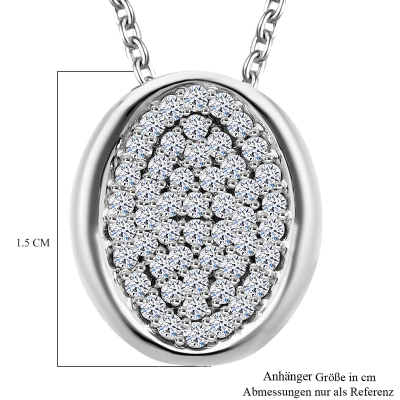 LUXURIANT DIAMOND - Lab Grown Diamant SI-GH SGL zertifiziert Anhänger mit Kette ca. 50 cm, 925 Silber rhodiniert ca. 0.50 ct