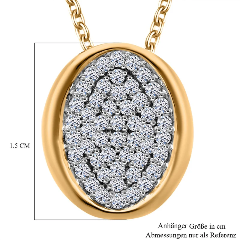 LUXURIANT DIAMOND - Lab Grown Diamant SI-GH SGL zertifiziert Anhänger mit Kette ca. 50 cm, 925 Silber rhodiniert ca. 0.50 ct