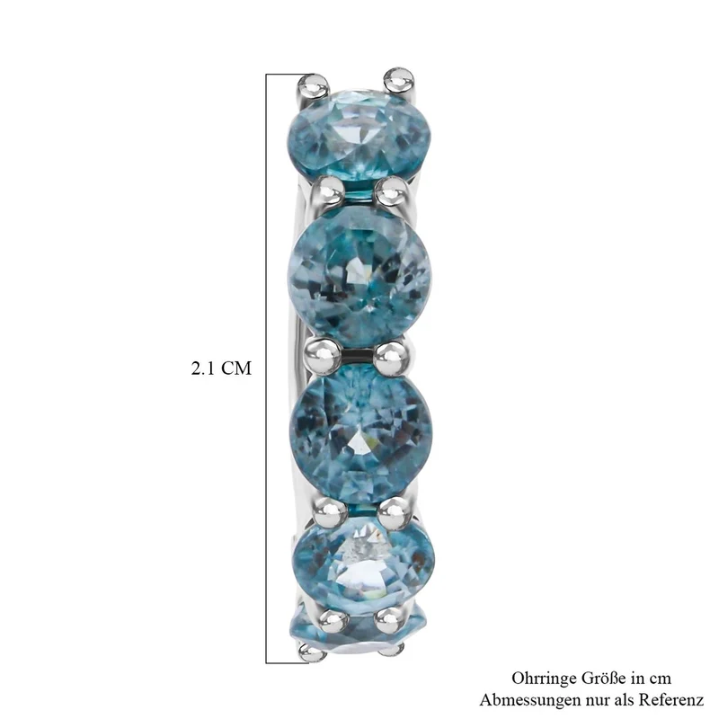 AA Blauer Zirkon Ohrringe 925 Silber rhodiniert ca. 8,29 ct.